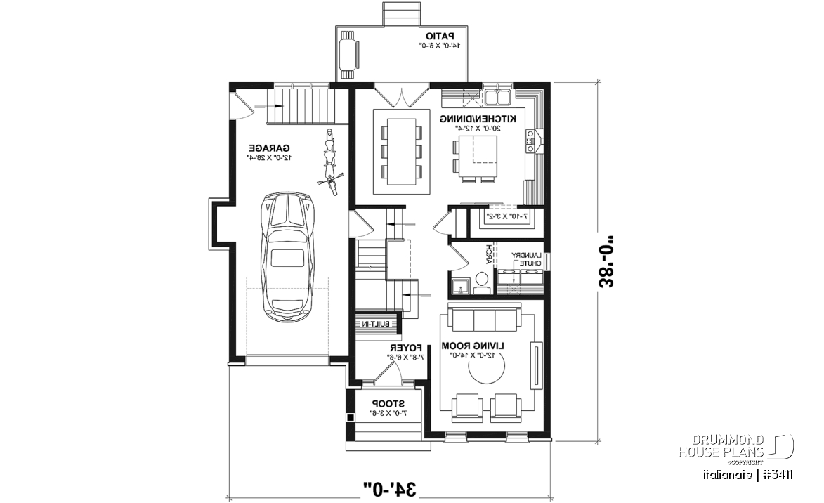 1st level - Elegant 2-storey French-style home with garage, fireplace, and island kitchen. - Italianate