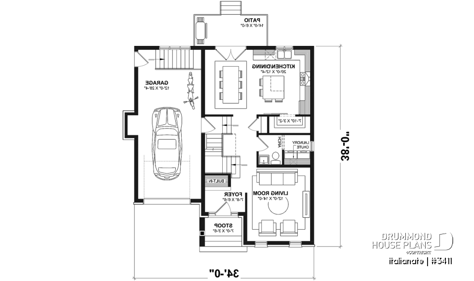 1st level - Elegant 2-storey French-style home with garage, fireplace, and island kitchen. - Italianate