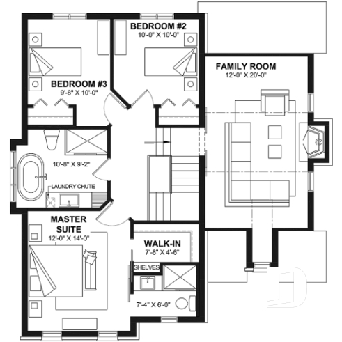 2nd level - Elegant 2-storey French-style home with garage, fireplace, and island kitchen. - Italianate