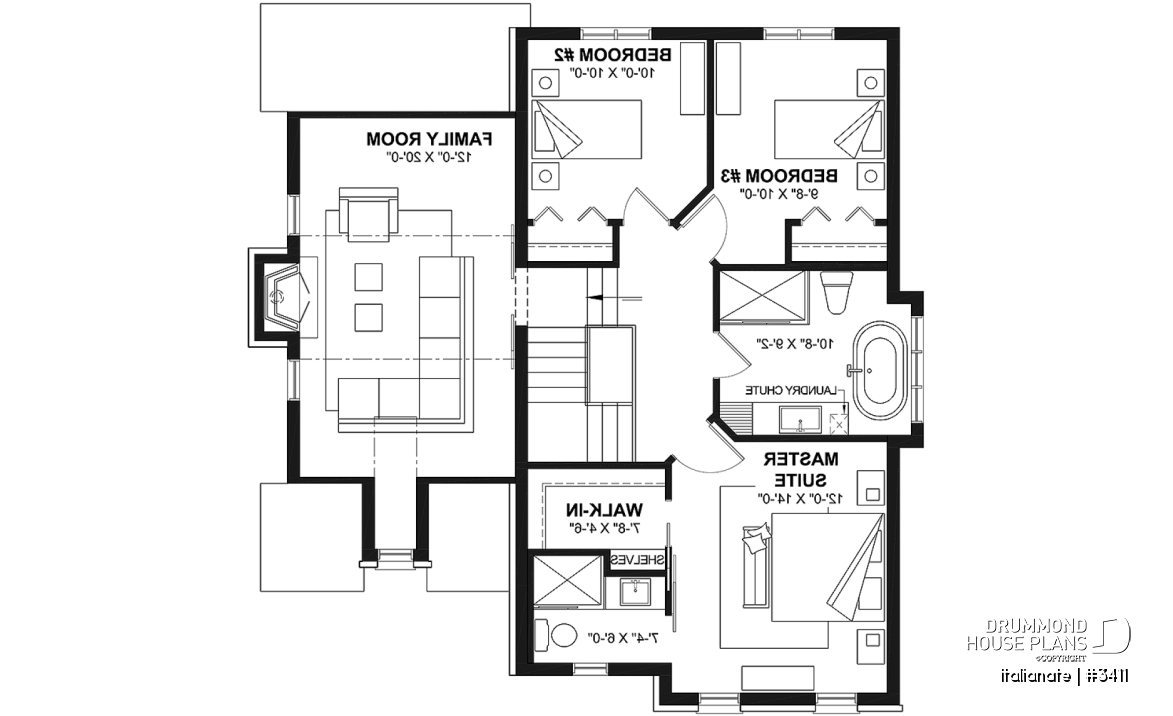 2nd level - Elegant 2-storey French-style home with garage, fireplace, and island kitchen. - Italianate