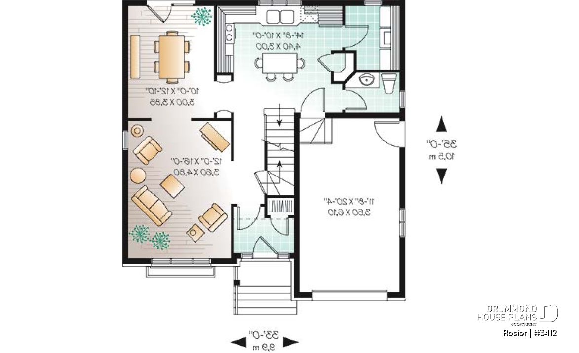 1st level - Traditional home plan, kitchen with nice pantry, large master suite - Rosier