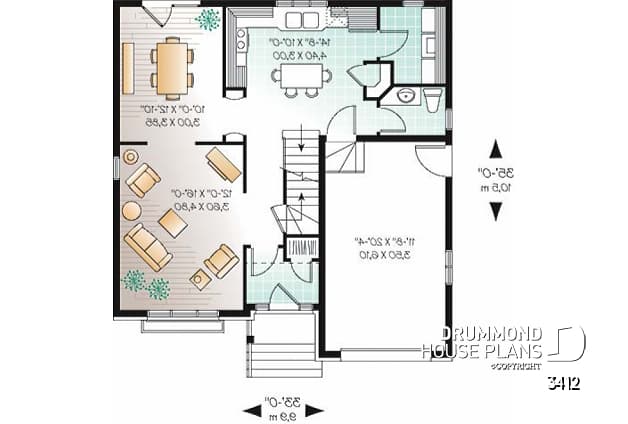 1st level - Traditional home plan, kitchen with nice pantry, large master suite - Rosier