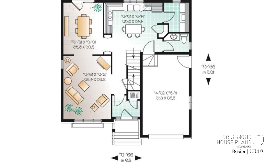 1st level - Traditional home plan, kitchen with nice pantry, large master suite - Rosier