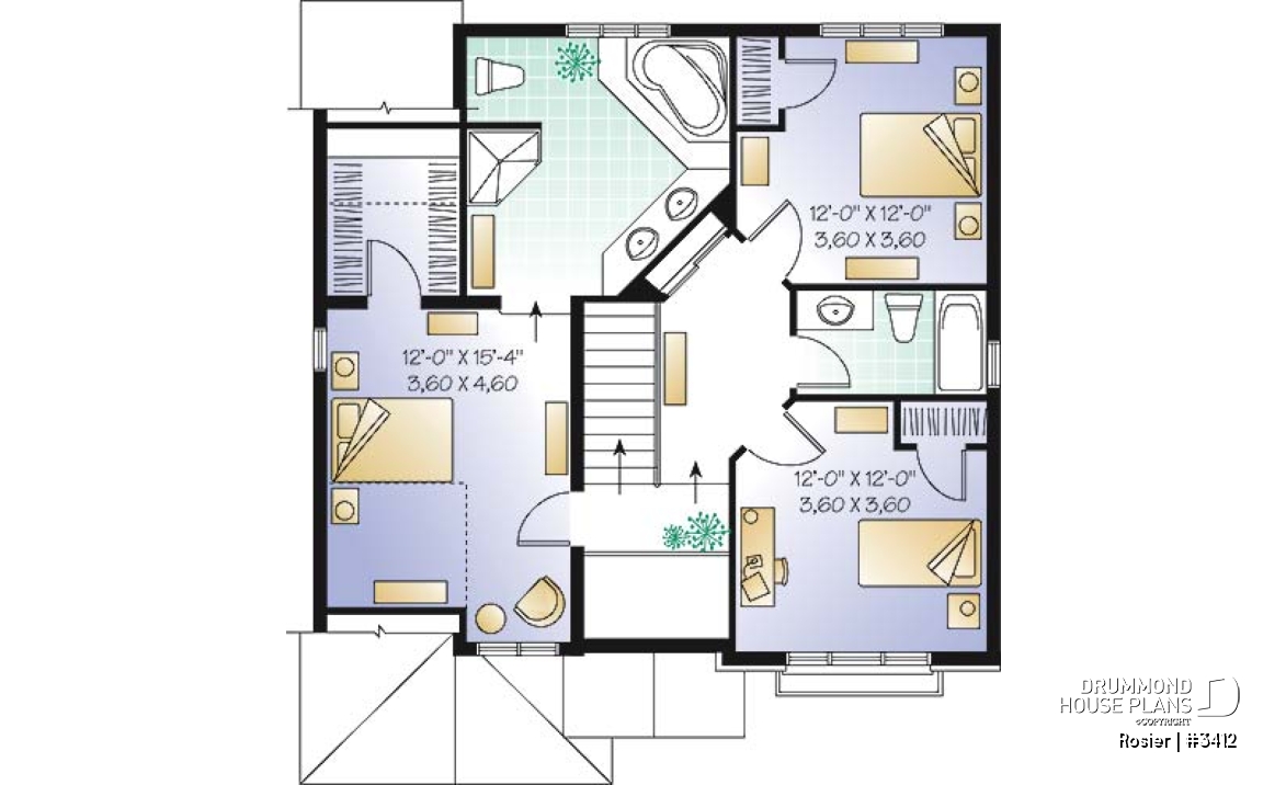2nd level - Traditional home plan, kitchen with nice pantry, large master suite - Rosier