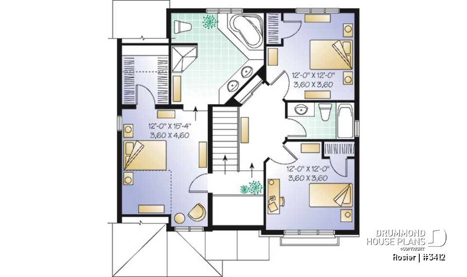 2nd level - Traditional home plan, kitchen with nice pantry, large master suite - Rosier