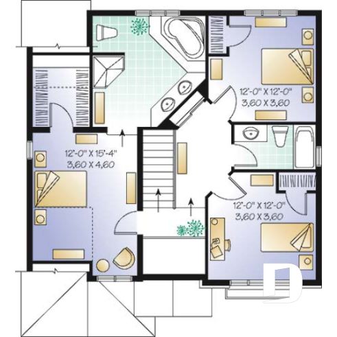 2nd level - Traditional home plan, kitchen with nice pantry, large master suite - Rosier