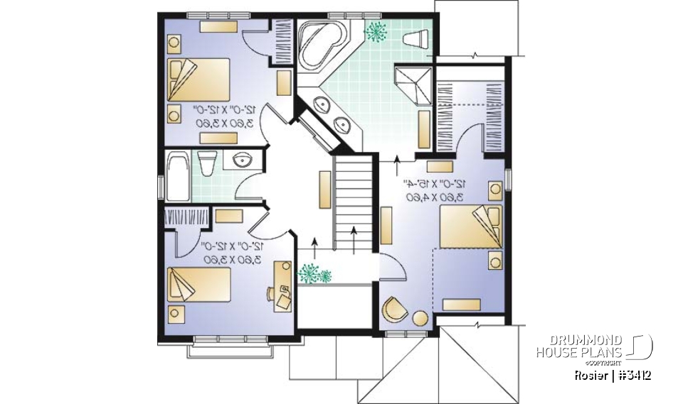 2nd level - Traditional home plan, kitchen with nice pantry, large master suite - Rosier