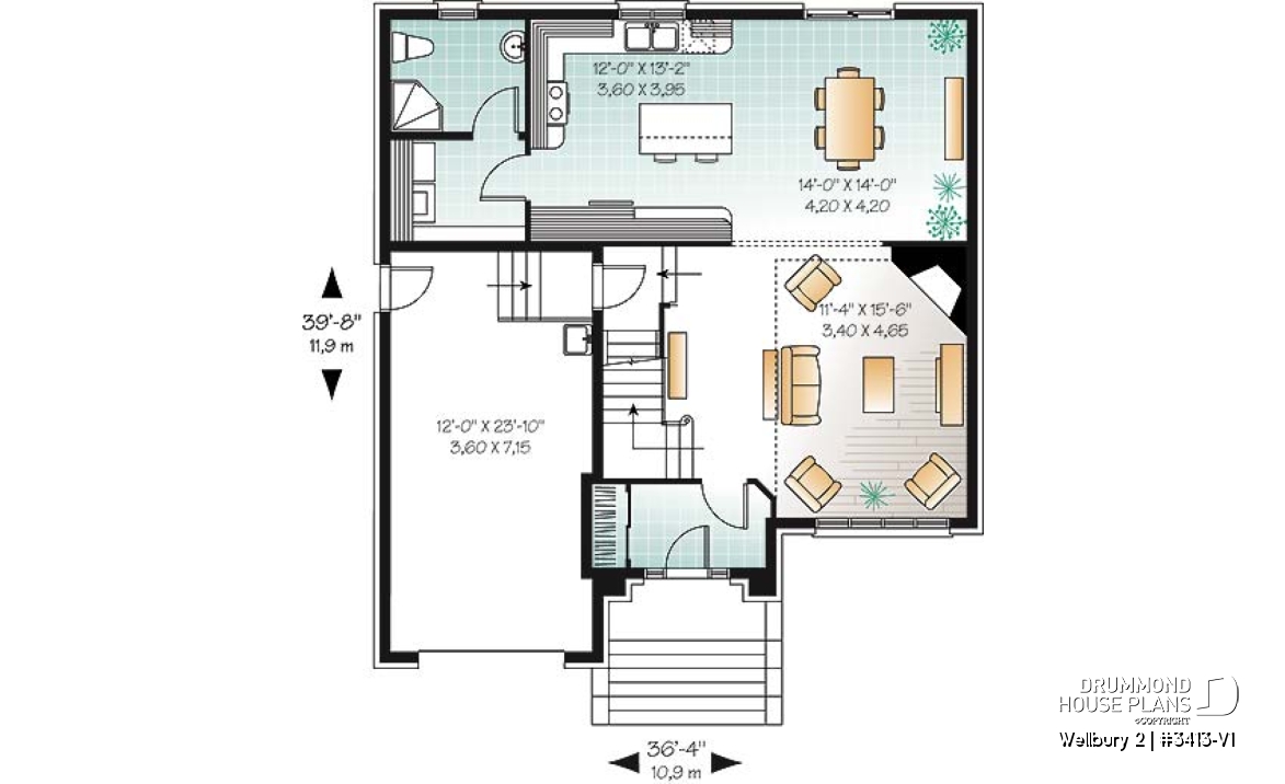 1st level - European style home design with 3 bedrooms, mezzanine and garage - Wellbury 2