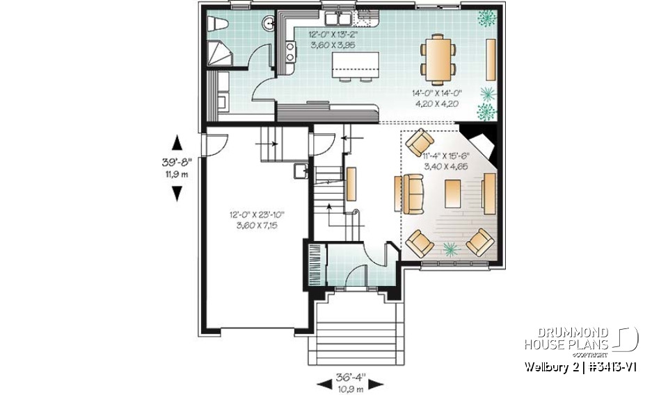 1st level - European style home design with 3 bedrooms, mezzanine and garage - Wellbury 2