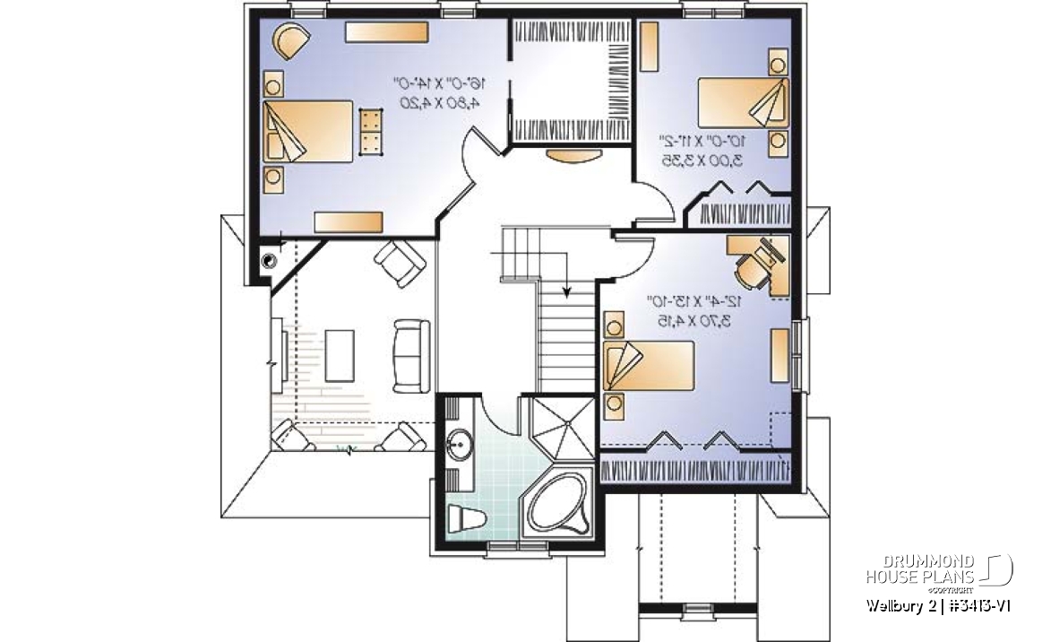 2nd level - European style home design with 3 bedrooms, mezzanine and garage - Wellbury 2
