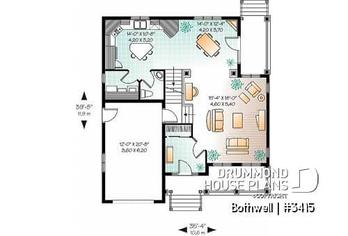 1st level - Beautiful country house plan with 9' ceiling, large family room - Bothwell