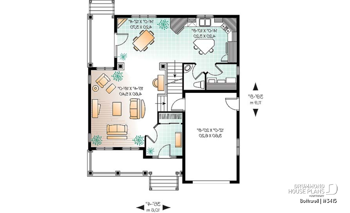 1st level - Beautiful country house plan with 9' ceiling, large family room - Bothwell