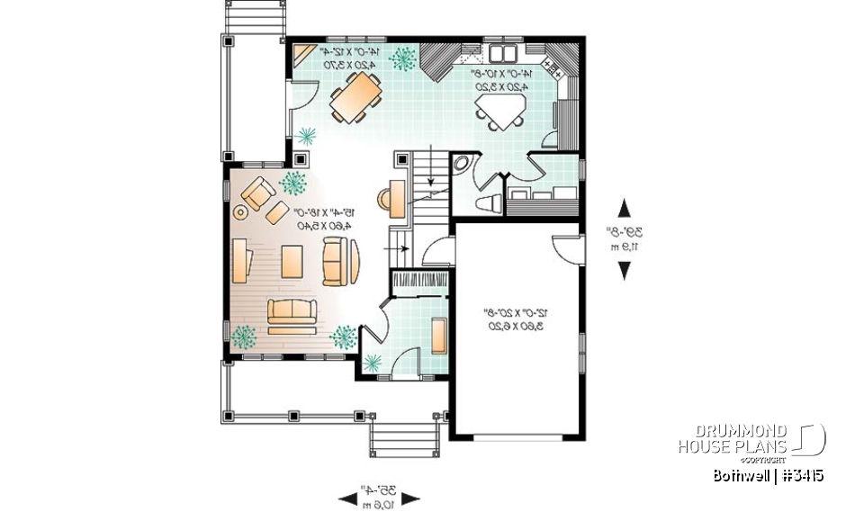 1st level - Beautiful country house plan with 9' ceiling, large family room - Bothwell