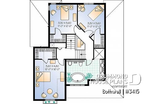 2nd level - Beautiful country house plan with 9' ceiling, large family room - Bothwell