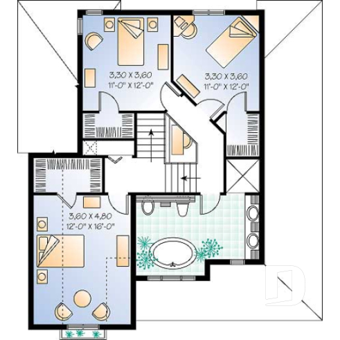 2nd level - Beautiful country house plan with 9' ceiling, large family room - Bothwell