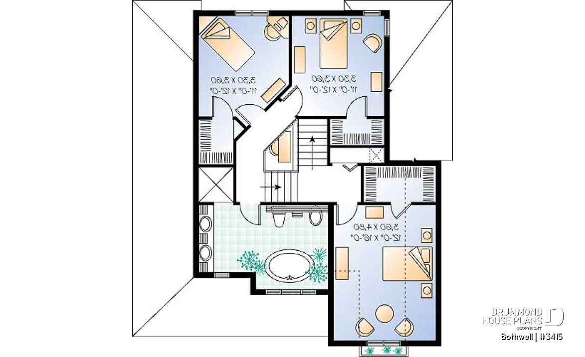2nd level - Beautiful country house plan with 9' ceiling, large family room - Bothwell