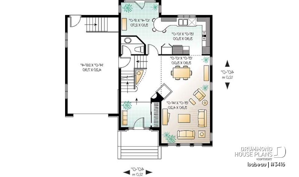 1st level - Manor style 2 storey house plan, classical look, large master suite - Isabeau