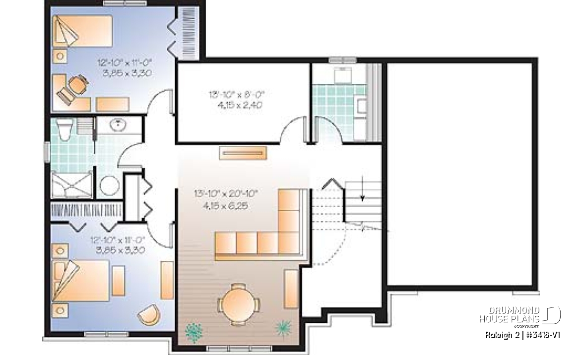 Basement - Split level country home, 2 to 4 bedrooms, 2 family rooms, central fireplace, ample storage, garage - Raleigh 2