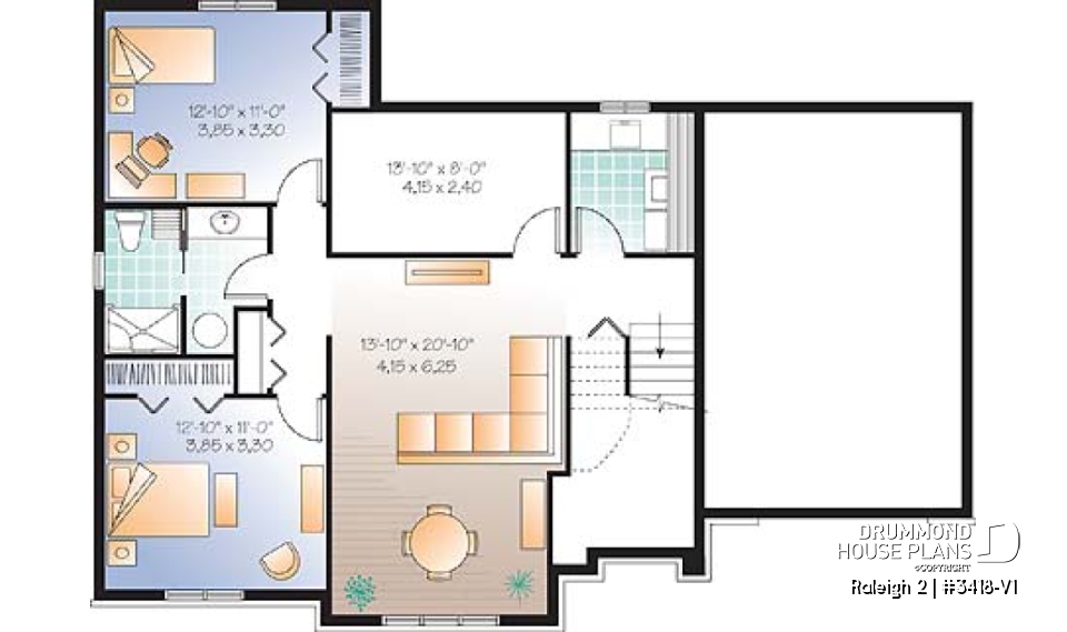 Basement - Split level country home, 2 to 4 bedrooms, 2 family rooms, central fireplace, ample storage, garage - Raleigh 2