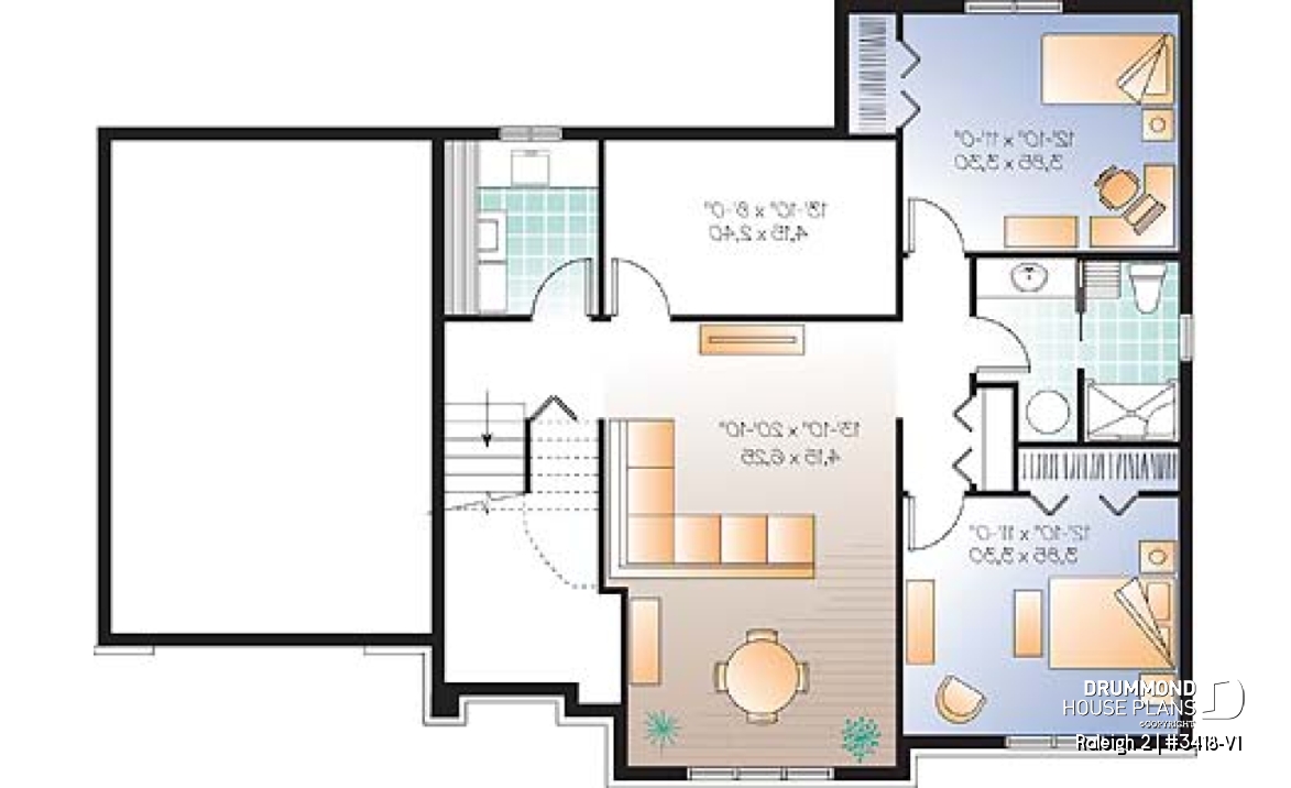 Basement - Split level country home, 2 to 4 bedrooms, 2 family rooms, central fireplace, ample storage, garage - Raleigh 2