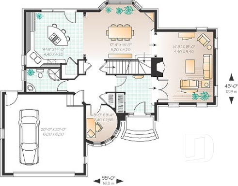 1st level - Beautiful master bedroom, 3 bedrooms, large living room kitchen with pantry and island, 2-car garage - Pontois