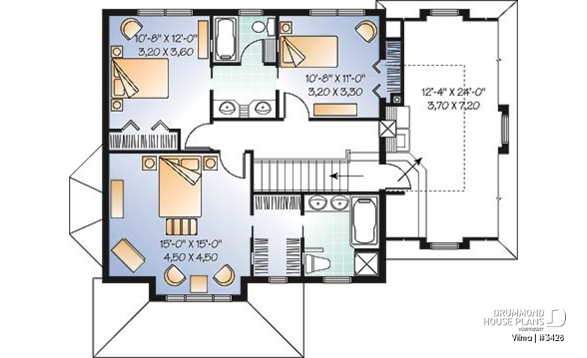 2nd level - Traditional 3 beds 2.5 baths with master suite, jack &amp; jill bath, large bonus space above garage, open space - Vilma