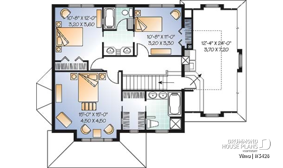 2nd level - Traditional 3 beds 2.5 baths with master suite, jack &amp; jill bath, large bonus space above garage, open space - Vilma