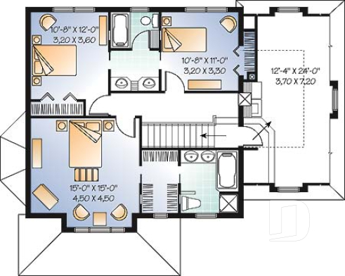 2nd level - Traditional 3 beds 2.5 baths with master suite, jack & jill bath, large bonus space above garage, open space - Vilma