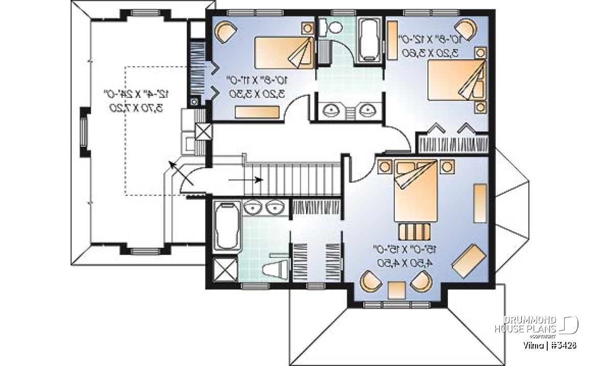 2nd level - Traditional 3 beds 2.5 baths with master suite, jack &amp; jill bath, large bonus space above garage, open space - Vilma