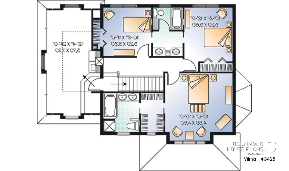2nd level - Traditional 3 beds 2.5 baths with master suite, jack &amp; jill bath, large bonus space above garage, open space - Vilma