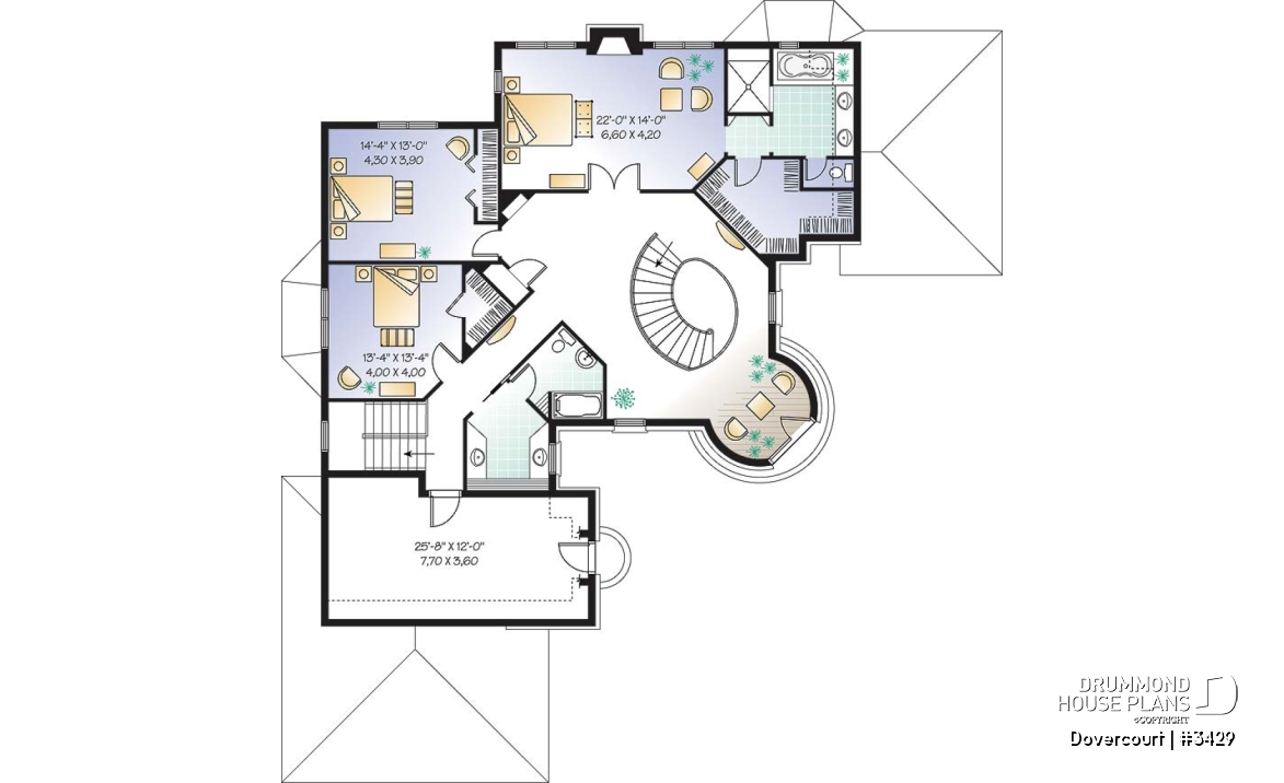 2nd level - Somptuous 3-car garage, 3 to 4 bedrooms house plan, 2.5 baths, home office, fireplace - Dovercourt