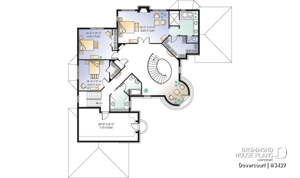 2nd level - Somptuous 3-car garage, 3 to 4 bedrooms house plan, 2.5 baths, home office, fireplace - Dovercourt