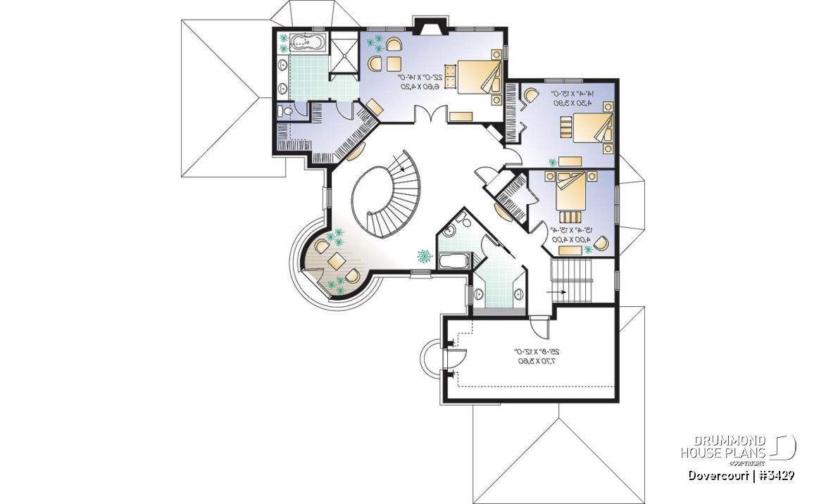 2nd level - Somptuous 3-car garage, 3 to 4 bedrooms house plan, 2.5 baths, home office, fireplace - Dovercourt