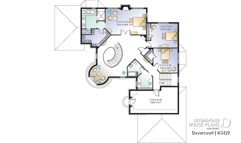 2nd level - Somptuous 3-car garage, 3 to 4 bedrooms house plan, 2.5 baths, home office, fireplace - Dovercourt
