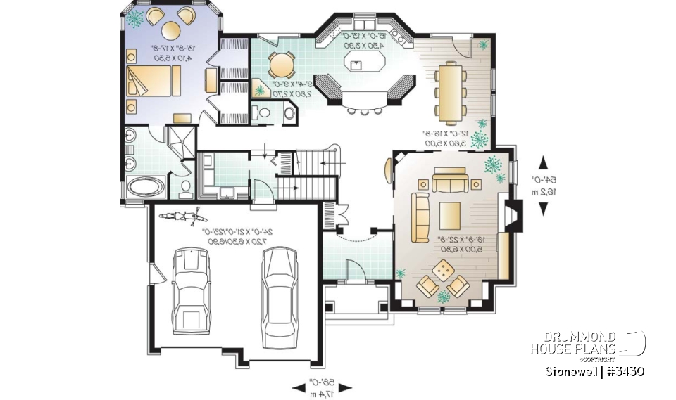 1st level - Europen home plan, 3 to 4 bedrooms, large bonus, master suite on main level, 2-car garage, formal living room - Stonewell