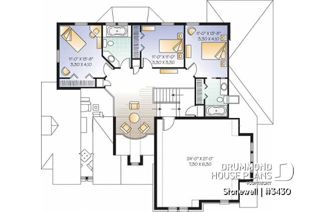 2nd level - Europen home plan, 3 to 4 bedrooms, large bonus, master suite on main level, 2-car garage, formal living room - Stonewell