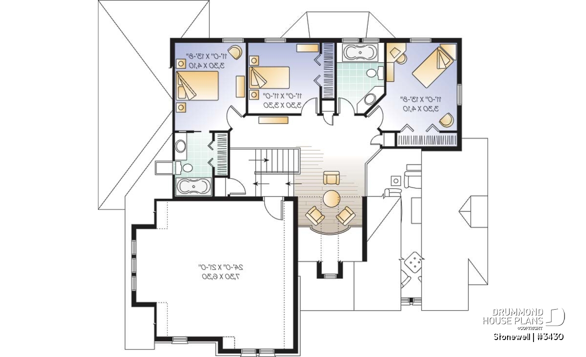 2nd level - Europen home plan, 3 to 4 bedrooms, large bonus, master suite on main level, 2-car garage, formal living room - Stonewell