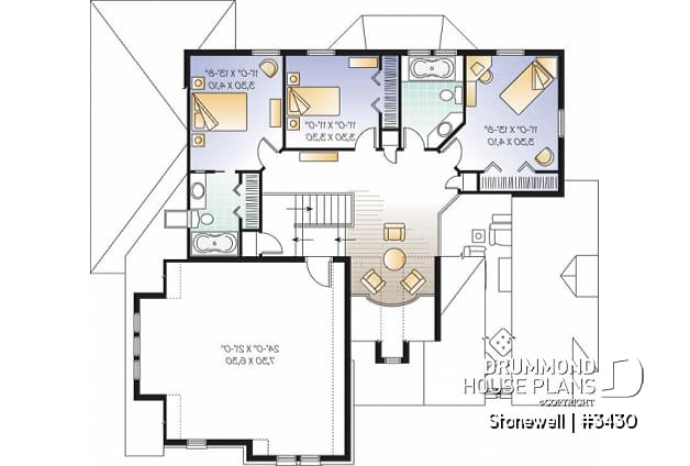 2nd level - Europen home plan, 3 to 4 bedrooms, large bonus, master suite on main level, 2-car garage, formal living room - Stonewell
