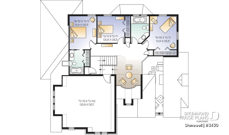 2nd level - Europen home plan, 3 to 4 bedrooms, large bonus, master suite on main level, 2-car garage, formal living room - Stonewell
