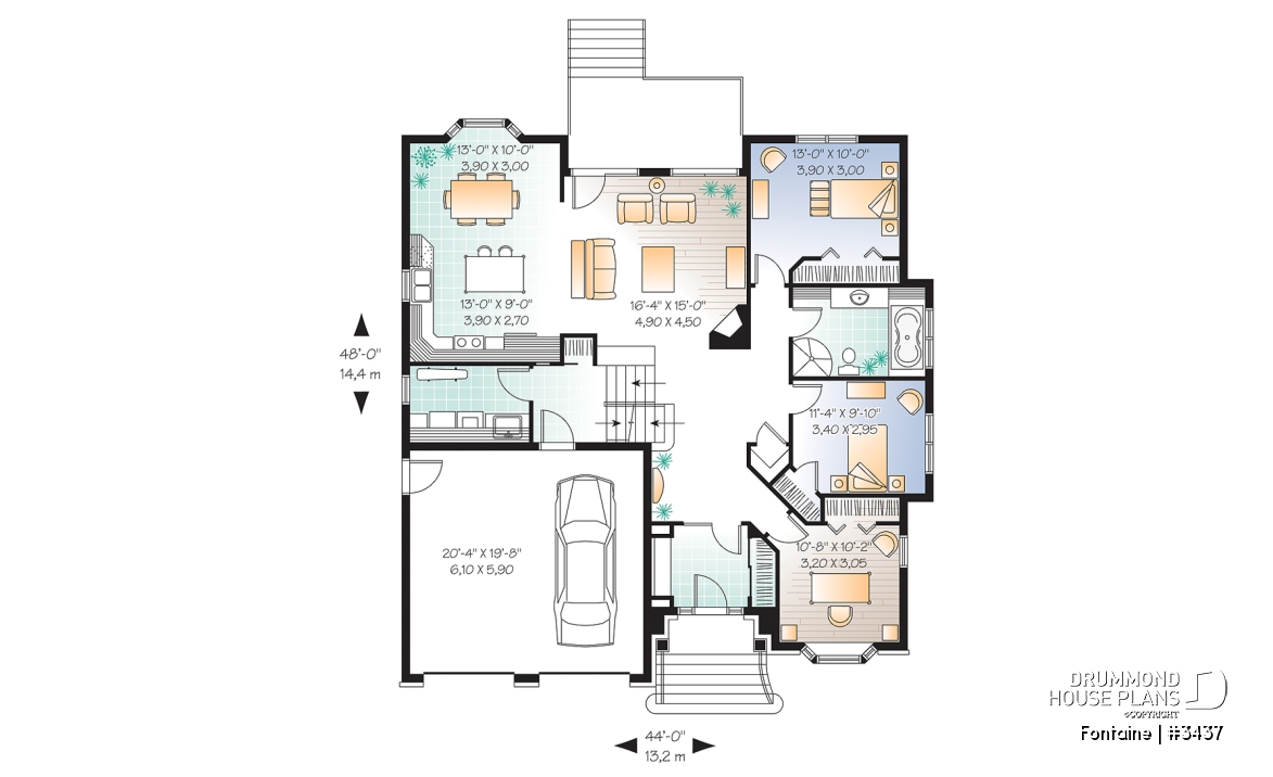 1st level - European Manor-Style House Plan With Double Garage And Unique Split-Level Primary Suite - Fontaine