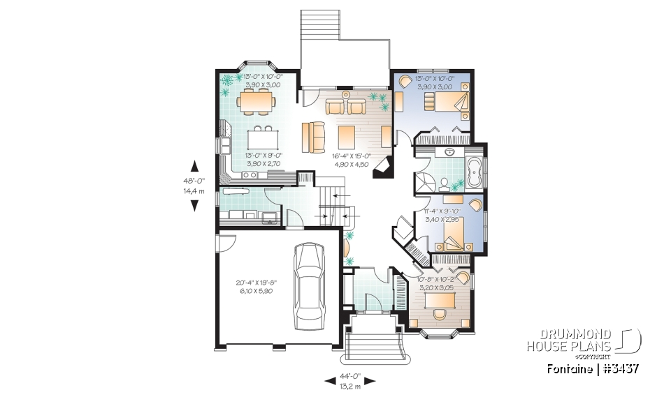 1st level - European Manor-Style House Plan With Double Garage And Unique Split-Level Primary Suite - Fontaine