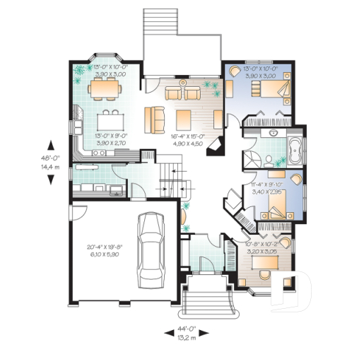 1st level - European Manor-Style House Plan With Double Garage And Unique Split-Level Primary Suite - Fontaine