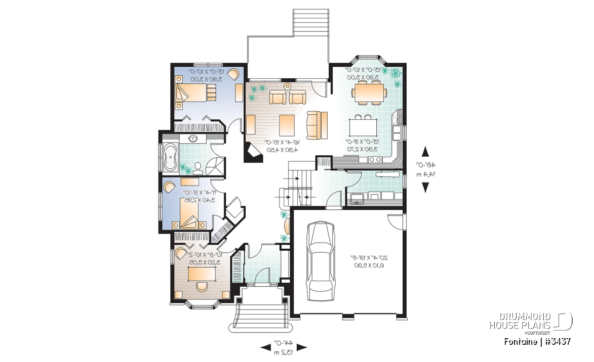 1st level - European Manor-Style House Plan With Double Garage And Unique Split-Level Primary Suite - Fontaine