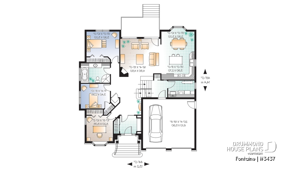 1st level - European Manor-Style House Plan With Double Garage And Unique Split-Level Primary Suite - Fontaine