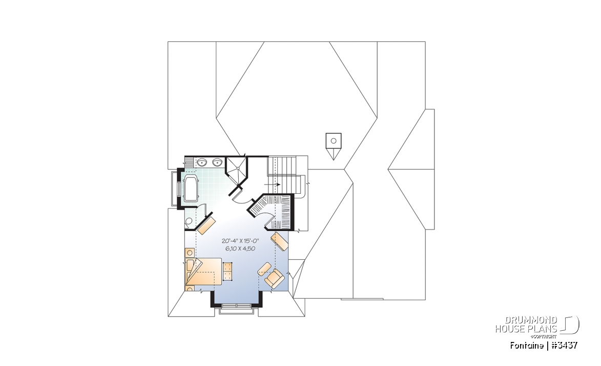 2nd level - European Manor-Style House Plan With Double Garage And Unique Split-Level Primary Suite - Fontaine