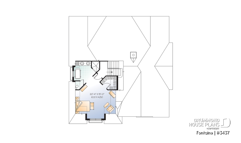 2nd level - European Manor-Style House Plan With Double Garage And Unique Split-Level Primary Suite - Fontaine