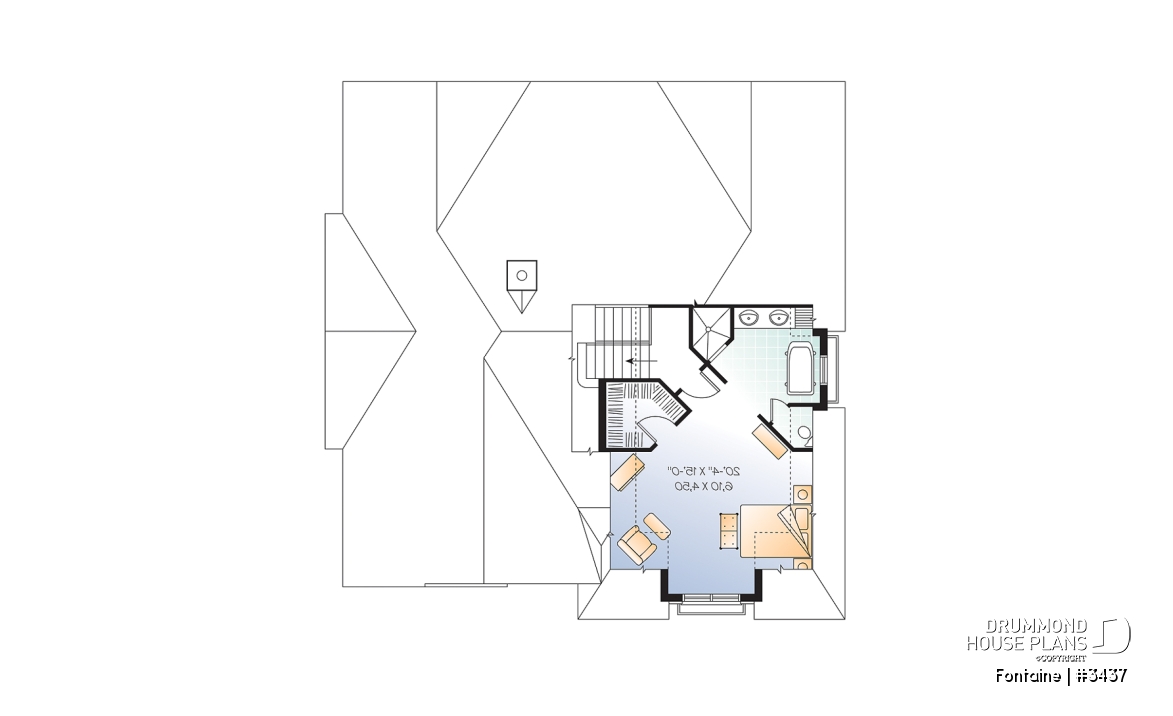 2nd level - European Manor-Style House Plan With Double Garage And Unique Split-Level Primary Suite - Fontaine
