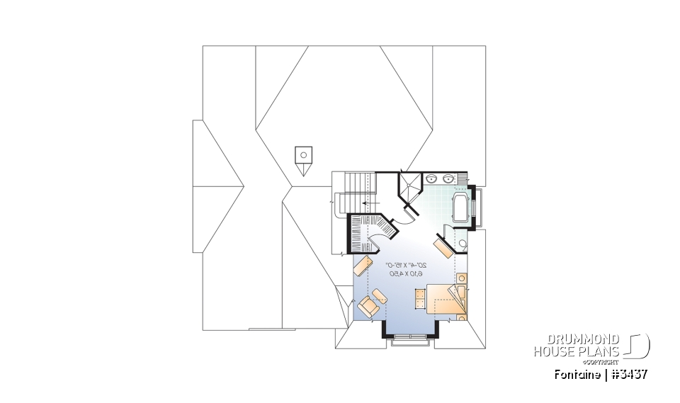 2nd level - European Manor-Style House Plan With Double Garage And Unique Split-Level Primary Suite - Fontaine
