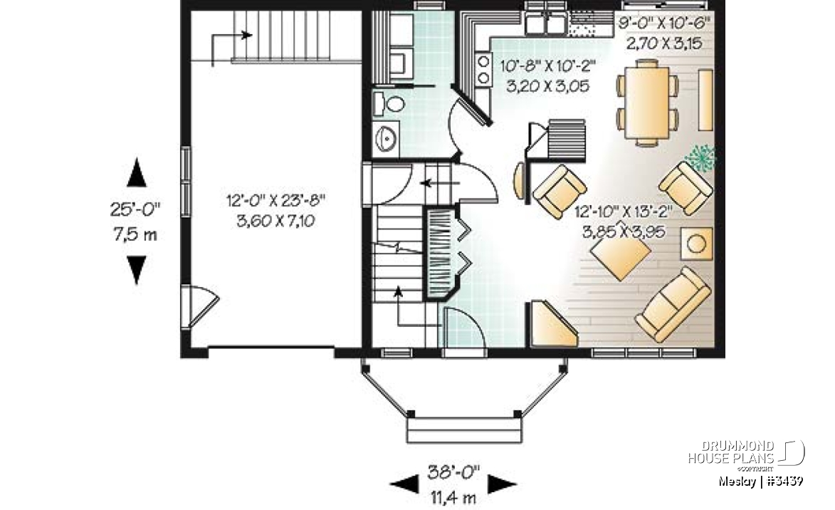1st level - Functional open floor plan with 3 large bedrooms and a garage - Meslay