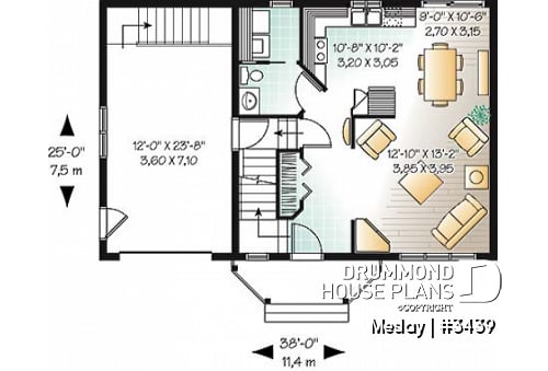 1st level - Functional open floor plan with 3 large bedrooms and a garage - Meslay